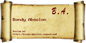 Bondy Absolon névjegykártya